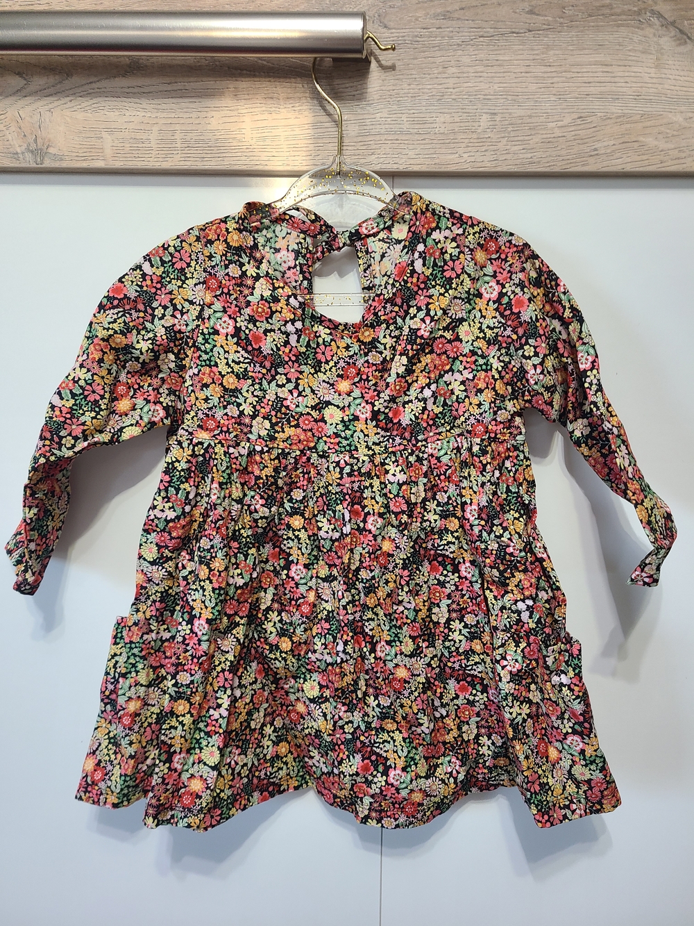 Floral Long-Sleeve Kids Aria Dress in Multicolor